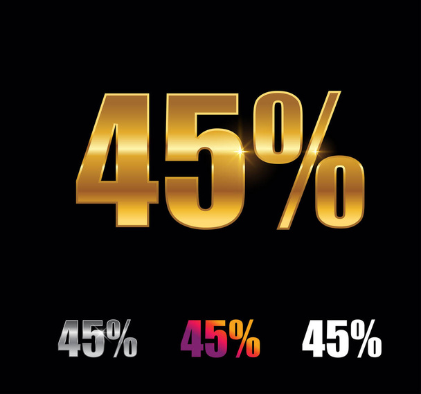 Golden and Silver 45 Percent Sign - Vector, Image