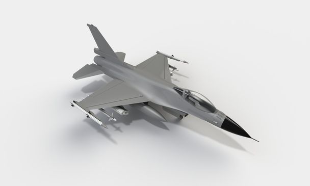 Un modello di un jet F16 Fighter decollare atterraggio isolato su bianco
 - Foto, immagini
