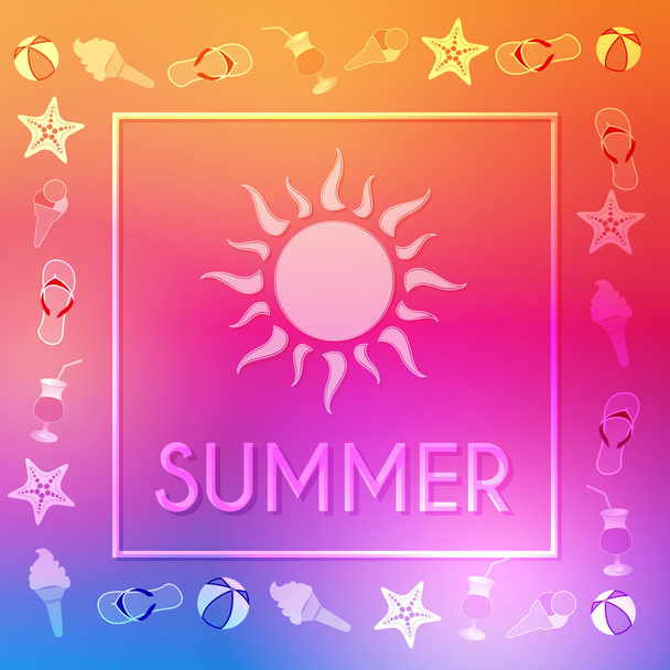 Лето с солнцем и летними символами в кадре
 - Фото, изображение