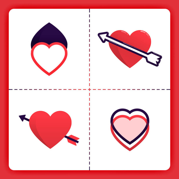 Logotipo de amor con líneas conectadas superpuestas y flechas de perforación. Puede ser utilizado para el romance de negocios, organizador de bodas, agencia de matchmaking, invitación, San Valentín, cosas de las niñas - Vector, imagen