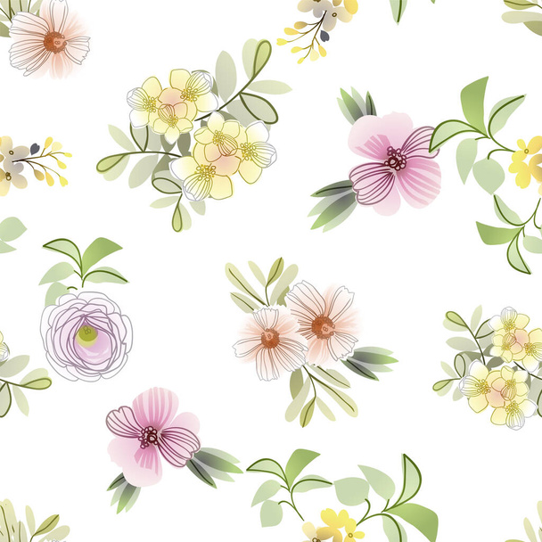 elegance seamless pattern with floral elements - Vektör, Görsel