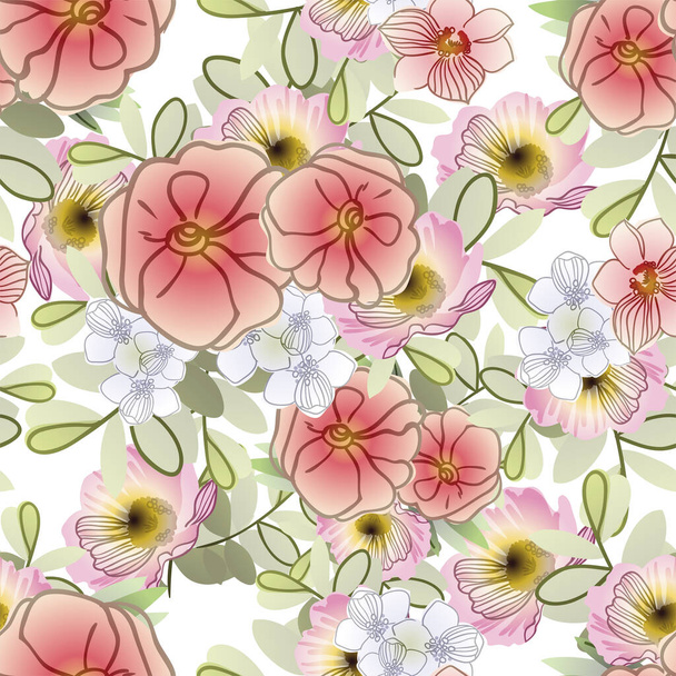 elegance seamless pattern with floral elements - Vector, Imagen
