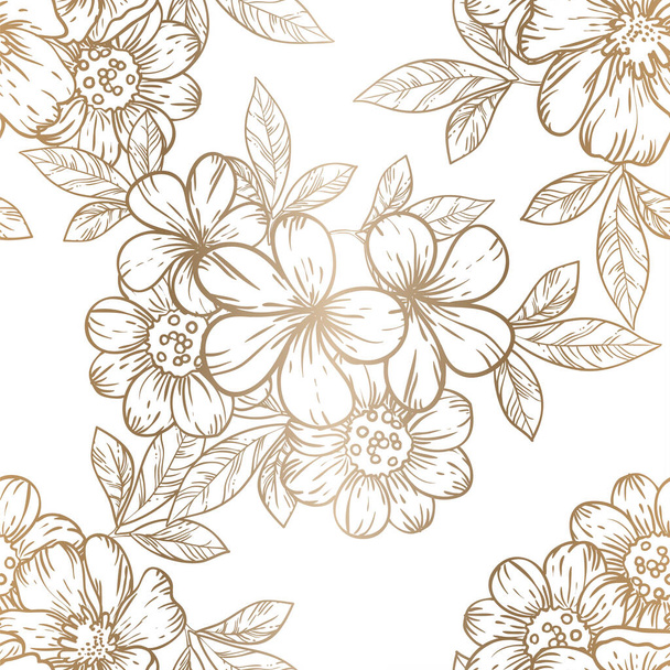 elegance seamless pattern with light brown floral elements - Διάνυσμα, εικόνα