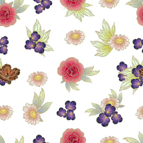 elegance seamless pattern with floral elements - Vector, imagen