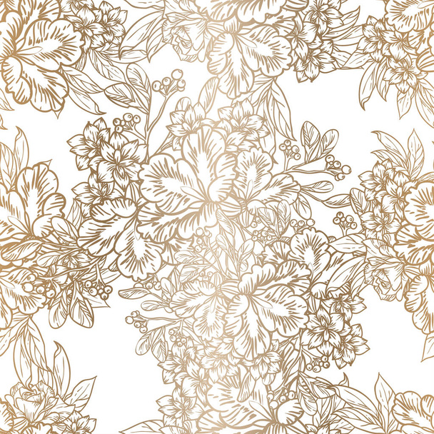 elegance seamless pattern with light brown floral elements - Vettoriali, immagini