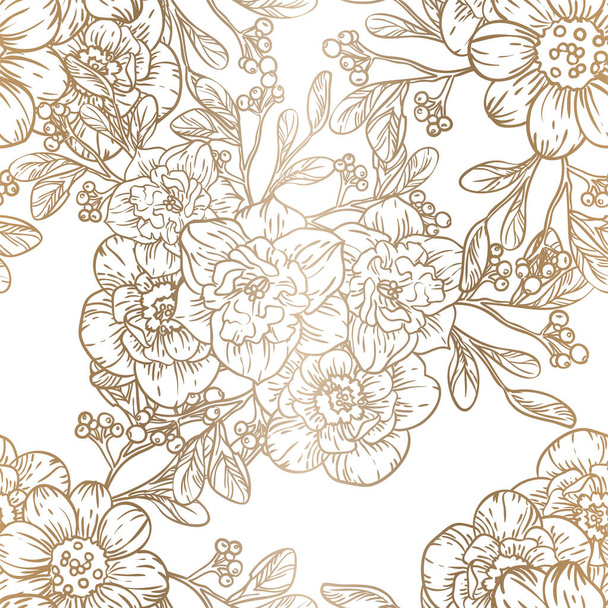 elegance seamless pattern with light brown floral elements - Vector, Image