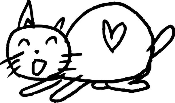 Esta es una ilustración de lindo gato garabato dibujado por un niño  - Vector, Imagen