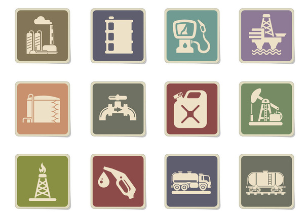 Ropný a benzinový průmysl objekty jednoduše symboly pro webové a uživatelské rozhraní - Vektor, obrázek