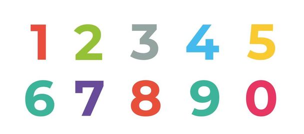 Numbers colourful isolated on white background. Doodle illustration. - Вектор,изображение