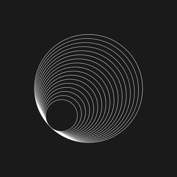 Ретрофутуристична радіальна фігура. Кіберпанк геометрія планети. Цифрова форма ретро кола. Елемент дизайну плакату, обкладинки, товарів у стилі ретро-хвилі. Векторні
 - Вектор, зображення