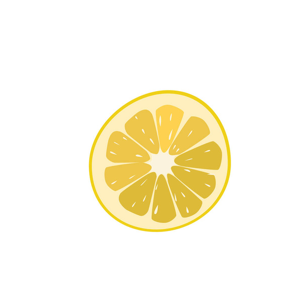 A round juicy slice of lemon, isolated on a white background. Healthy and vitamin-rich fruits. Vector flat illustration - Vector, afbeelding
