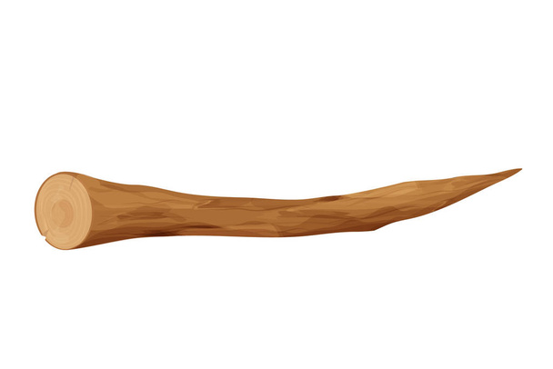 Дерев'яна паличка, дерев'яна гілка, частина або шматок в мультиплікаційному стилі ізольовані на білому тлі. Лісовий елемент. Активи Ui, прикраси
. - Вектор, зображення