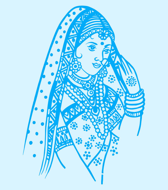 Рисунок или эскиз индийской свадебной открытки или свадебных ритуалов редактируемые элементы контура иллюстрации и дизайна - Вектор,изображение