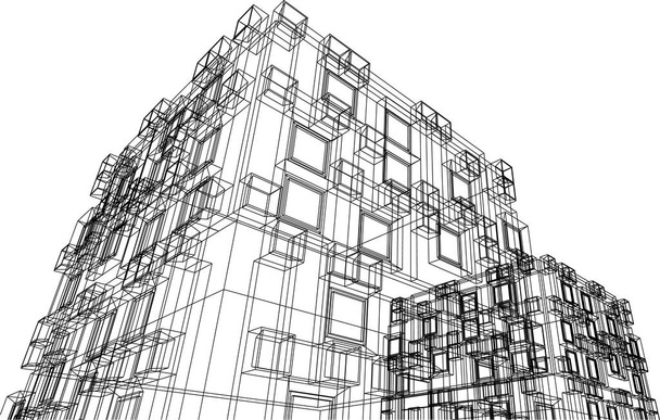 architecture moderne abstraite façade modulaire illustration 3D - Vecteur, image