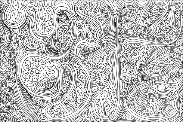 Doodle surreal fantasy weaves coloring page for adults. Fantastic psychedelic graphic artwork. Vector hand drawn simple flat illustration. - Vector, Image