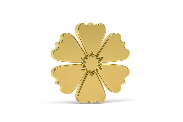 Золота 3D квітка ізольована на білому тлі 3D рендеринга
 - Фото, зображення