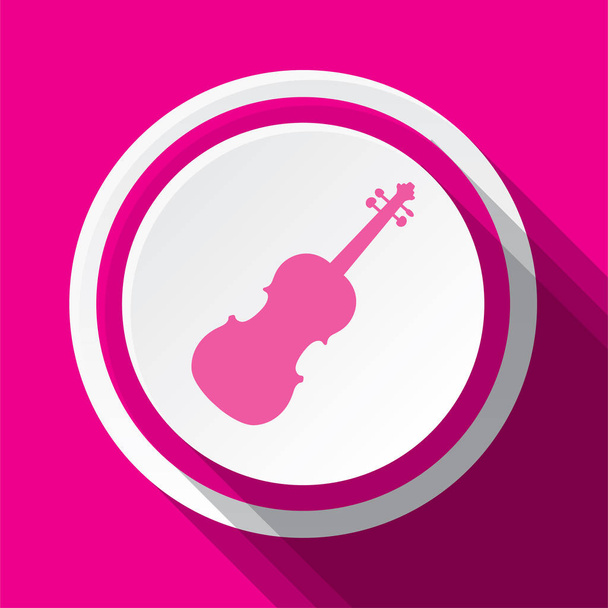 pink round vector icon design of  violin - Vector, imagen