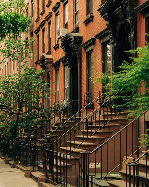 Brownstones no bairro Gramercy Park, Manhattan, Nova Iorque - Foto, Imagem
