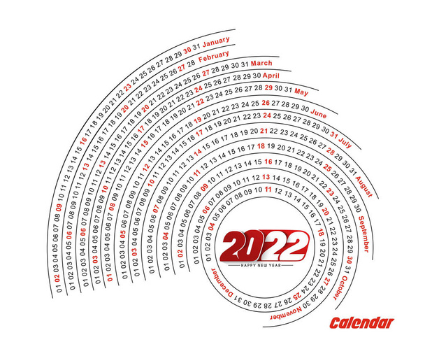 Ευτυχισμένο το νέο έτος 2022 Ημερολόγιο - Πρωτοχρονιά στοιχεία σχεδιασμού διακοπών για τις κάρτες διακοπών, αφίσα banner ημερολόγιο για διακοσμήσεις, Διάνυσμα Εικονογράφηση Ιστορικό. - Διάνυσμα, εικόνα