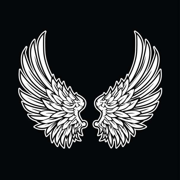 Крыло Кристиана Кросса вектор рисования крылья крылья крылья винтажные крылья птицы перо татуировки ястреб ангел крылья  - Вектор,изображение