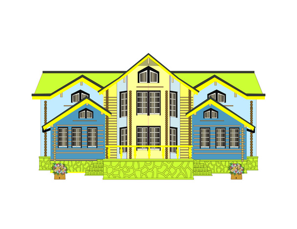yellow house. Isolated white background. - Vector, Image