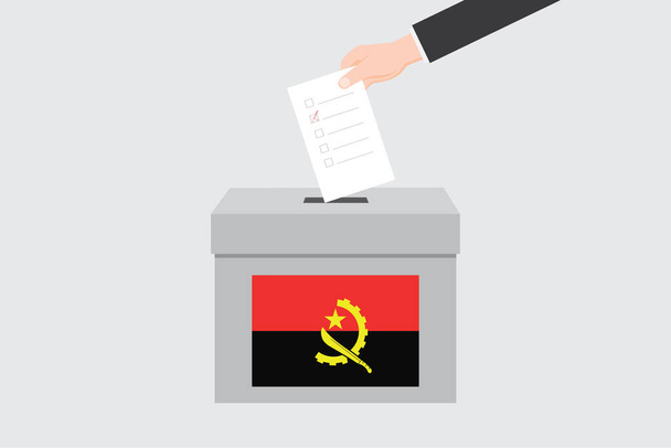 Ballot Box with an Illustrated Flag for the Country of  Angola - Vector, Image