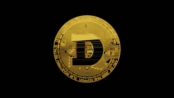 Dogecoin on an isolated black background. Cryptocurrency concept. 3d illustration - Photo, Image