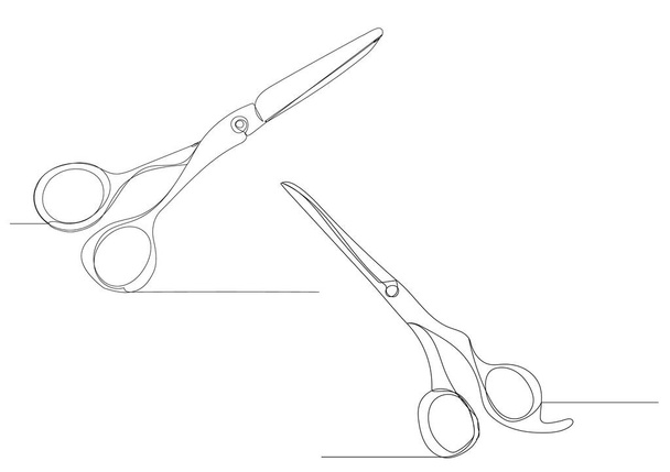 малюнок ножиць на одній безперервній лінії, ізольований
 - Вектор, зображення