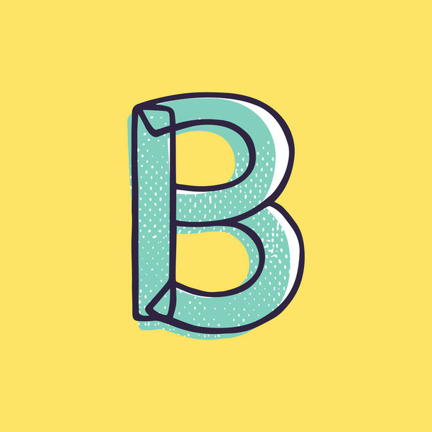 Dětské logo B ručně kreslené značkou s efektem posunu barvy. Vektorové kreslené písmo pro zábavnou zónu dekorace, dětské koláže, hračkářská společnost, roztomilé plakáty, atd. - Vektor, obrázek