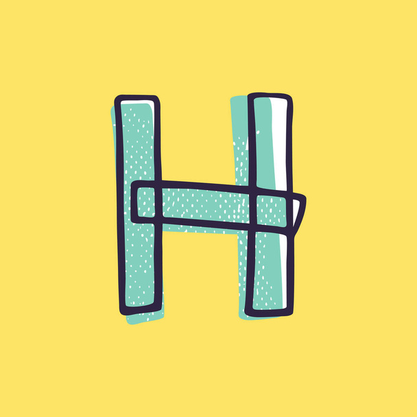 Kid-Stil Buchstabe H-Logo handgezeichnet mit einem Marker mit Farbe Shift-Effekt. Vector-Cartoon-Schrift zur Dekoration von Spaßzonen, Kindercollagen, eine Spielzeugfirma, niedliche Kunstplakate usw.. - Vektor, Bild