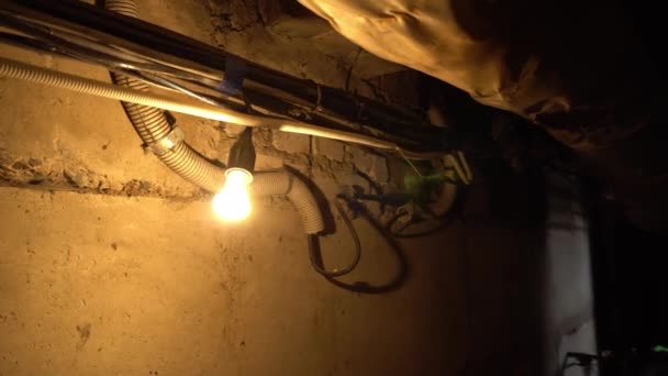Take walk through an old dark underground basement or closet in an old house. - Footage, Video