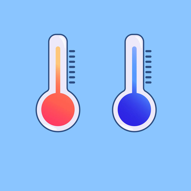 Il termometro. Set di termometri. Il termometro in rosso e blu. Il termometro è caldo e freddo - Vettoriali, immagini