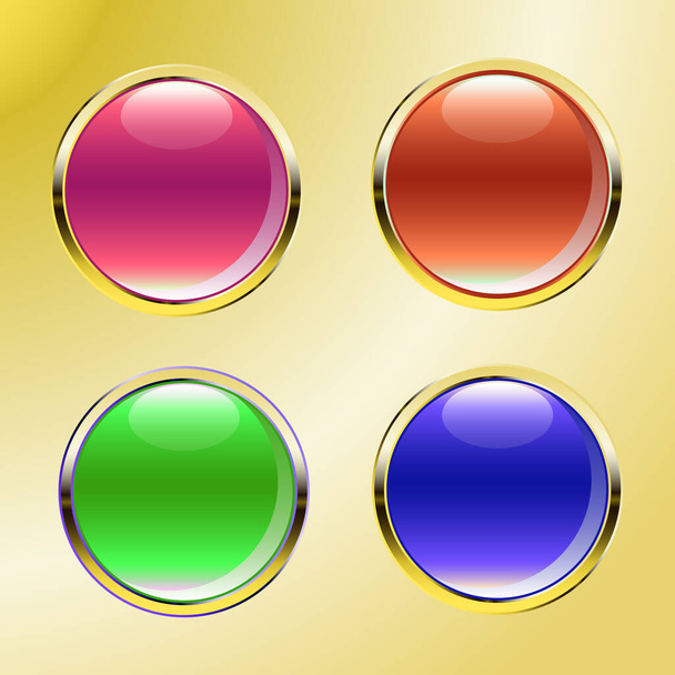 Un juego de botones. Botón. Botones multicolor - Vector, imagen