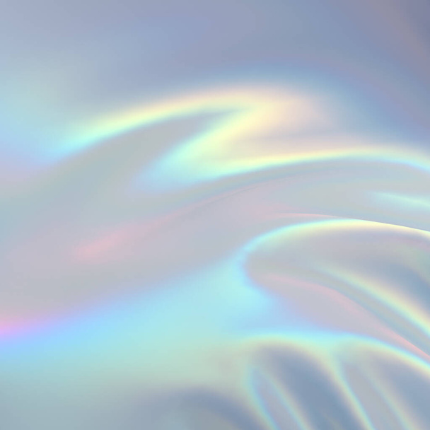 Moderní abstraktní pastelové duhové holografické fólie pozadí. 3D vykreslení. - Fotografie, Obrázek