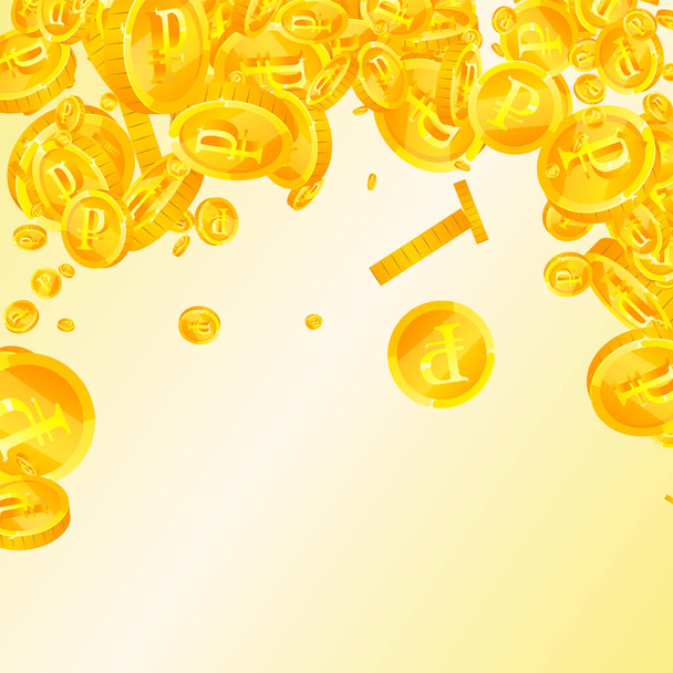 Russian ruble coins falling. Decent scattered RUB coins. Russia money. Glamorous jackpot, wealth or success concept. Vector illustration. - Vector, imagen