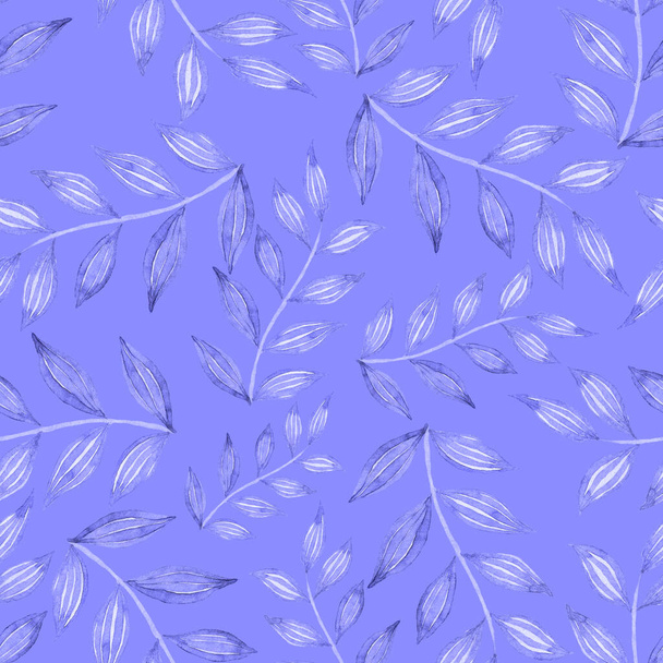 Watercolor seamless pattern with vintage leaves. Beautiful botanical print with colorful foliage for decorative design. Bright spring or summer background. Vintage wedding decor. Textile design. - Foto, Imagen