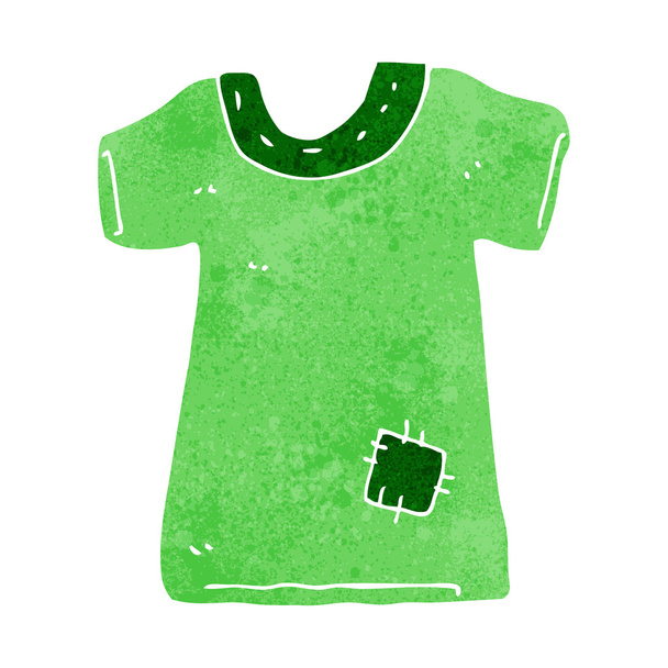 cartoon patched old tee shirt - Вектор,изображение