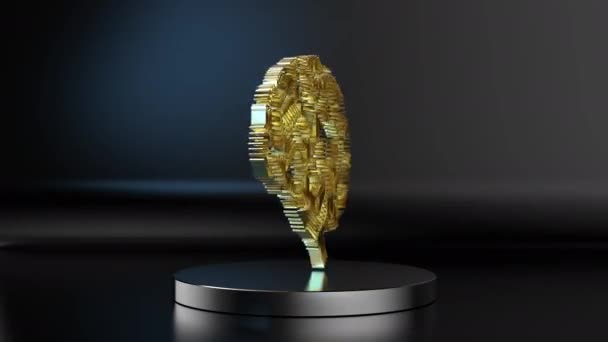 3Dレンダリング黄金の人工知能脳や黒の背景に回路脳4k映像 - 映像、動画