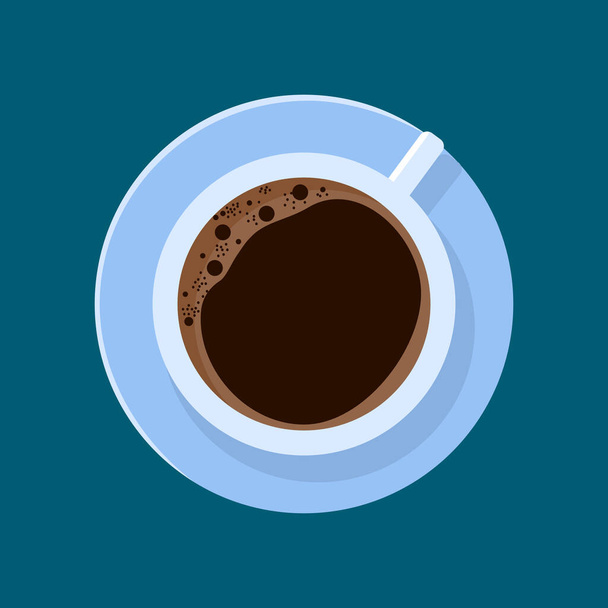 μαύρο καφέ σε ένα φλιτζάνι καφέ πάνω όψη απομονώνονται στο παρασκήνιο. διάνυσμα αντικειμένου - Διάνυσμα, εικόνα