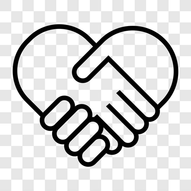 Handshake collaboration coeur forme logo. Icône du concept d'accord commercial. Illustration vectorielle isolée sur fond transparent. - Vecteur, image