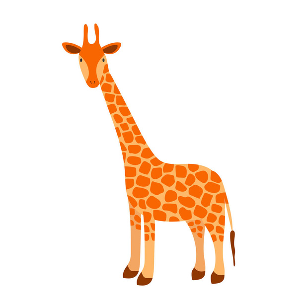 Cute cartoon giraffe in flat style. African animal.  - Vector, Image