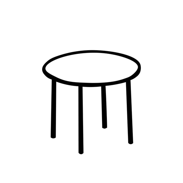 Černý vektorový obrys ilustrace kulatého stolu izolovaného na bílém pozadí - Vektor, obrázek