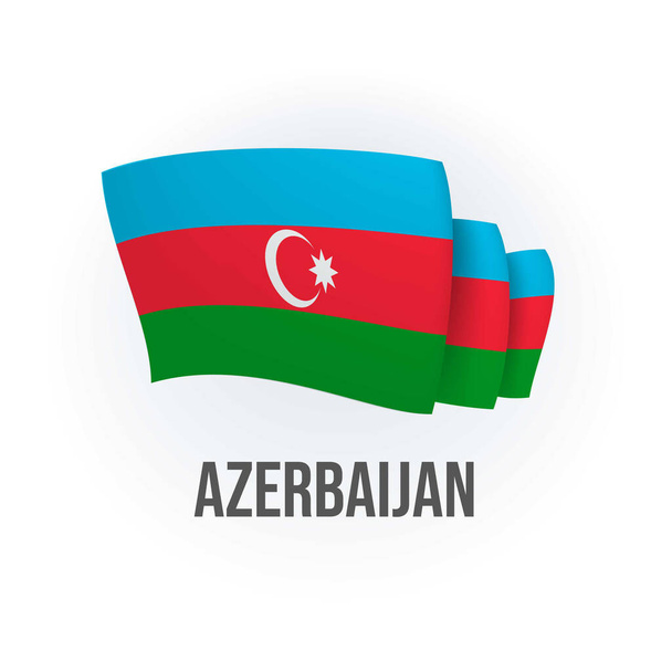 Azerbaycan 'ın vektör bayrağı. Azerbaycan bayrağı sallıyor. Vektör illüstrasyonu. - Vektör, Görsel