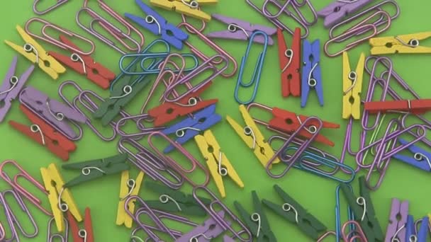 Assorted coloured  paper clips. - Footage, Video