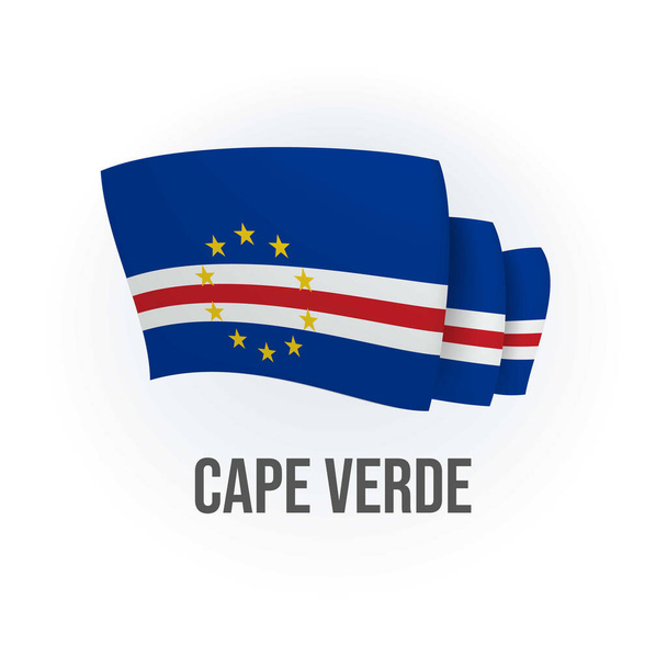 Cape Verde 'nin vektör bayrağı. Cape Verdean bayrağı sallıyor. Vektör illüstrasyonu. - Vektör, Görsel