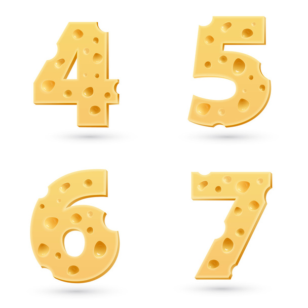 Set of cheese numbers. - Vector, afbeelding