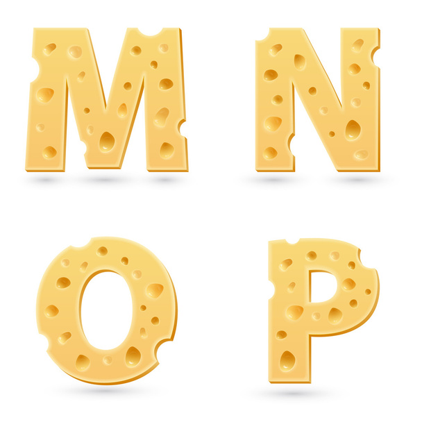 Set of cheese letters. - Vektor, kép