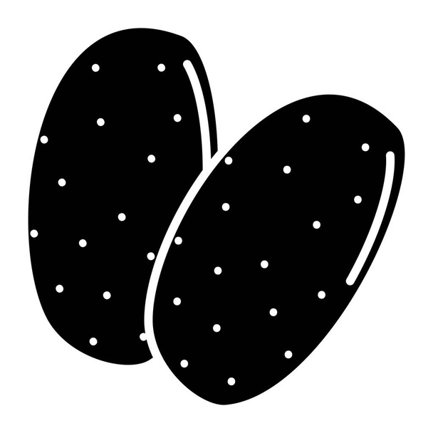 Icona del glifo vettoriale delle patate. Silhouette vegetale isolata per la timbratura. Pittogramma di cibo semplice sullo sfondo bianco. - Vettoriali, immagini