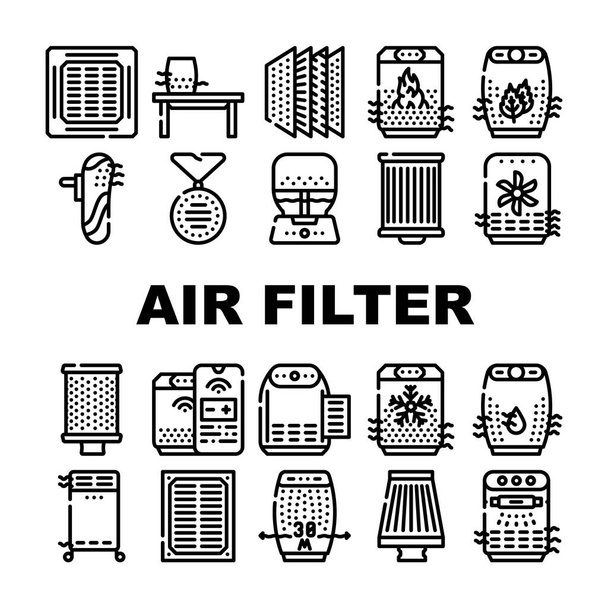 Vector de conjunto de iconos de colección de accesorios de filtro de aire - Vector, imagen