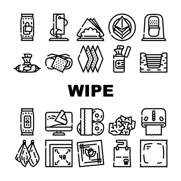 Set de iconos de colección de accesorios de higiene de toallitas Vector - Vector, imagen
